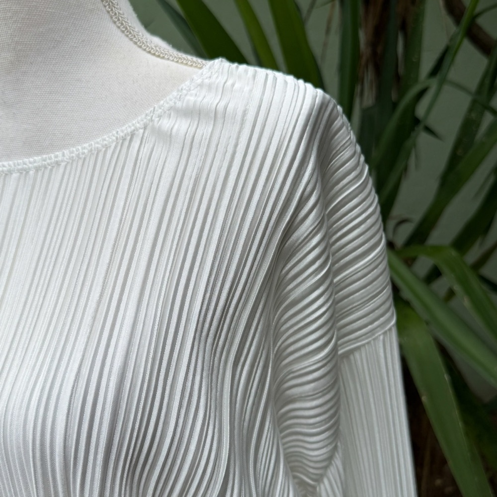 Ivory Ribbed Blouse Crop Top - Picture 4 of 4